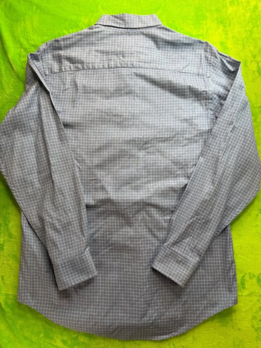 Banana Republic Blue Plaid Button-Up Shirt Mens Sz L